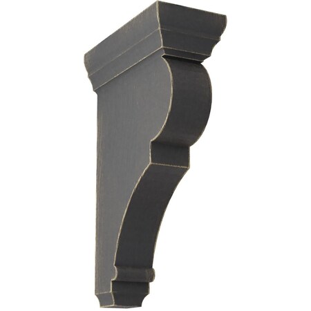 Ekena Millwork 2 1/2"W x 5 1/2"D x 10"H Medium Rojas Wood Vintage Decor Corbel, Black CORWD02X05X10RJBL